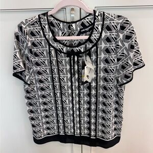 Karl Lagerfeld Black and White Geometric Blouse